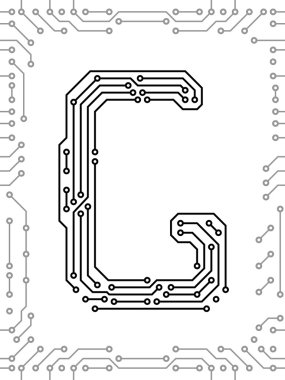 Alphabet of printed circuit boards clipart