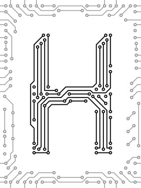 Alphabet of printed circuit boards clipart