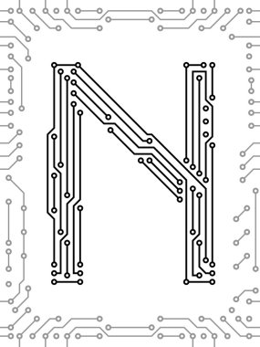 Alphabet of printed circuit boards clipart