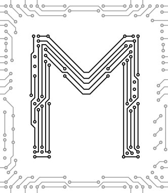 Alphabet of printed circuit boards clipart