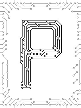 Alphabet of printed circuit boards clipart