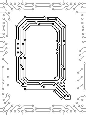 Alphabet of printed circuit boards clipart