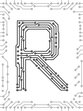 Alphabet of printed circuit boards clipart