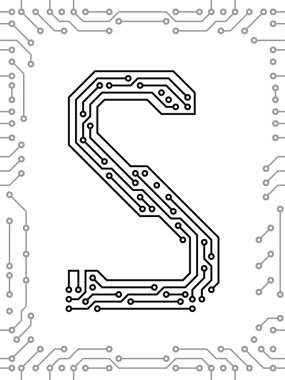 Alphabet of printed circuit boards clipart