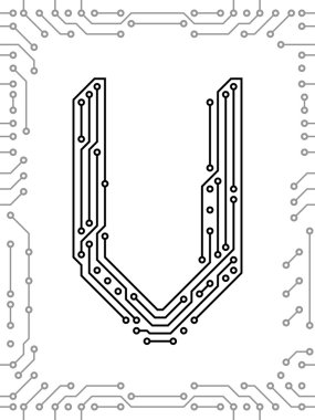 Alphabet of printed circuit boards clipart