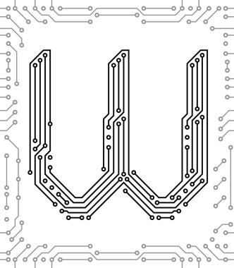 Alphabet of printed circuit boards clipart