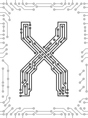 Alphabet of printed circuit boards clipart