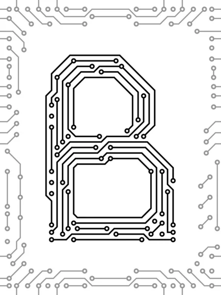 Alfabeto de las placas de circuitos impresos — Vector de stock