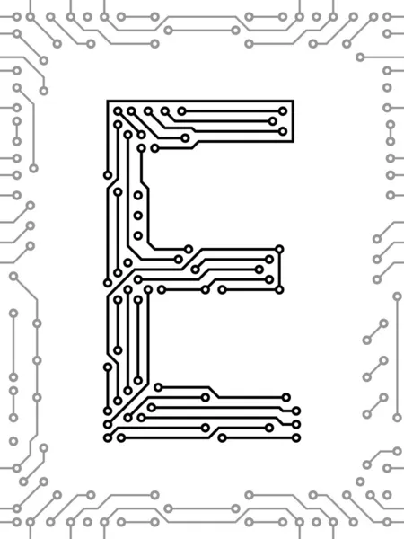 Alfabeto de las placas de circuitos impresos — Vector de stock