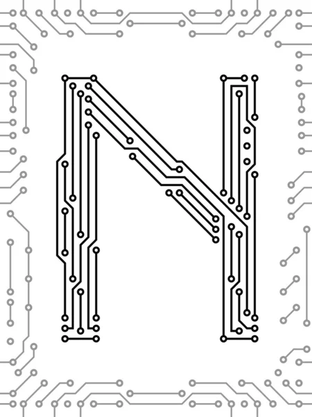 Alphabet des cartes de circuits imprimés — Image vectorielle