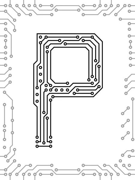 Alfabet van printplaten — Stockvector