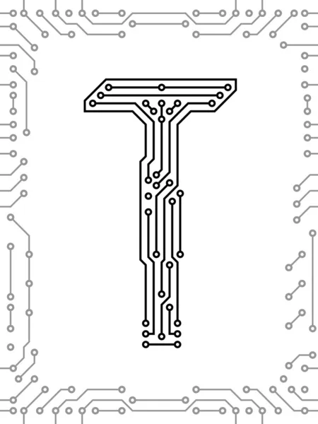 Alphabet des cartes de circuits imprimés — Image vectorielle