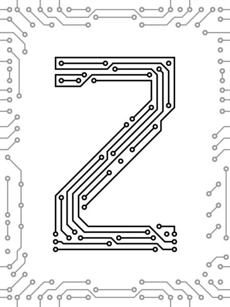 Alfabeto das placas de circuito impresso — Vetor de Stock