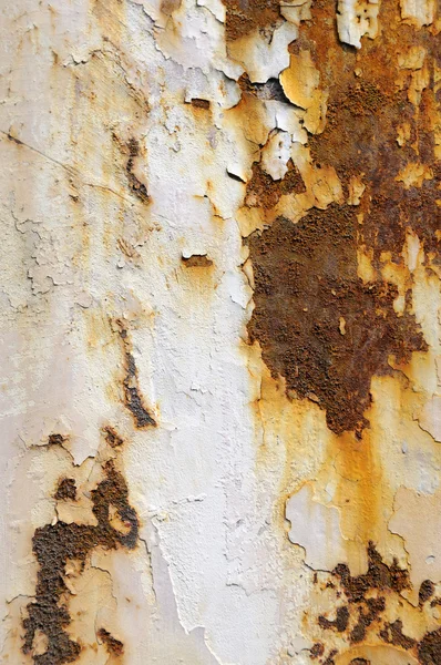 Paslı metal bir plaka üzerinde peeling boya — Stok fotoğraf