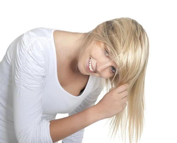 Adolescente com cabelos desarrumados — Fotografia de Stock