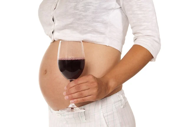 Donna incinta con alcol — Foto Stock