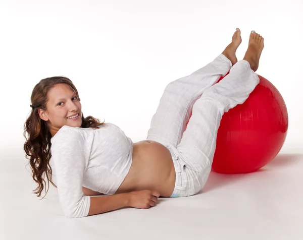 Pregnant woman with ball — Stock Photo, Image
