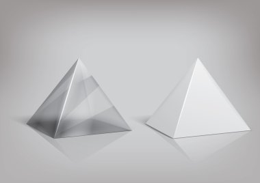 White and transparent pyramid package