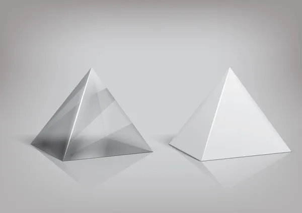 Weißes und transparentes Pyramidenpaket — Stockvektor