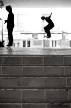 Urban Skateboarders in Black and White clipart