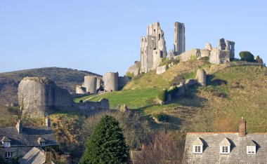 Corfe Castle, in Swanage, Dorset, Southern England clipart