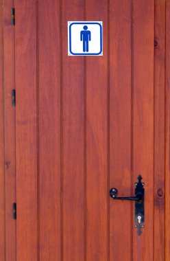 Wooden door of mens toilet clipart