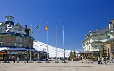 Town square of Prodollano ski resort in Spain clipart