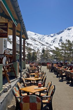 Town restaurant of Prodollano ski resort in Spain clipart