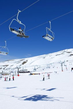 Ski slopes of Prodollano ski resort in Spain clipart