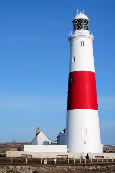 Main red and white lighthouse on Portland near Weymouth in Dorse — Stock Photo, Image
