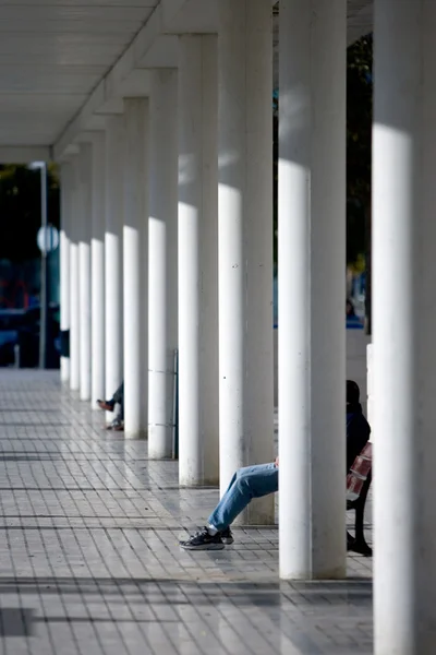 stock image Pillars and modern architecture with sitting