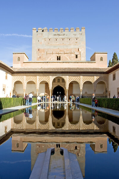 Ancient tower in the Alhambra Palace in spain
