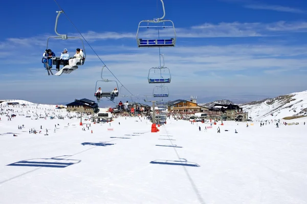 Ski slopes of Prodollano ski resort in Spain Royalty Free Stock Images