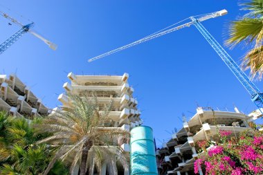 Ants views of a building site on a sunny day clipart