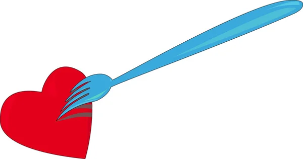 Coeur et fourchette — Image vectorielle