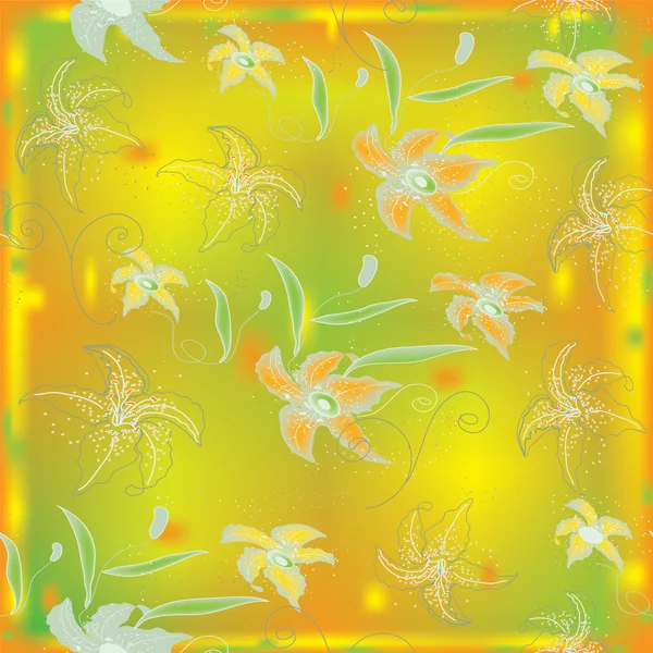 Nahtloses Muster mit Lilien auf hellem Hintergrund — Stockvektor