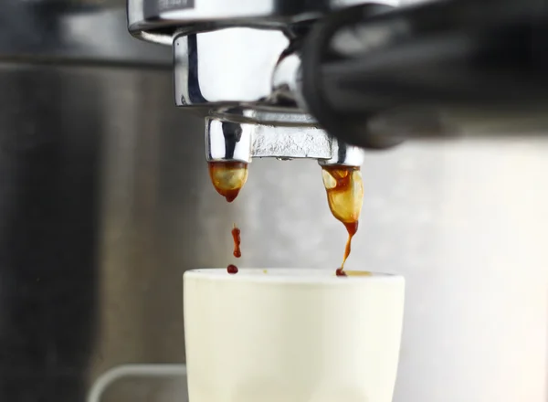 stock image Coffee extraction process from professional espresso machine