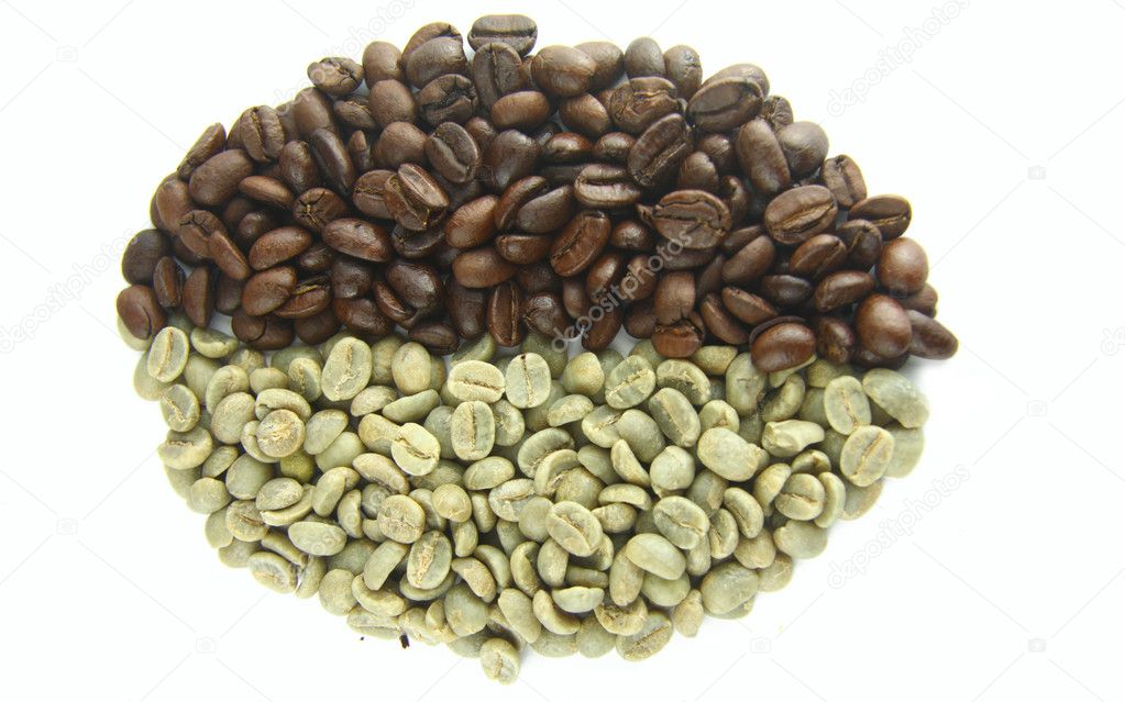 Green and Roasted Coffee Beans