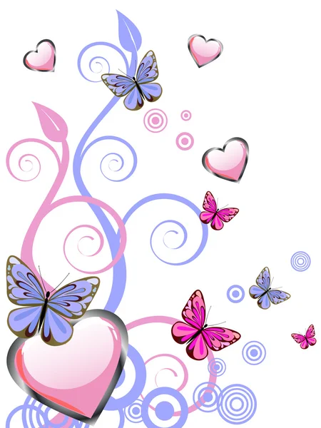 Coeurs et papillons — Image vectorielle