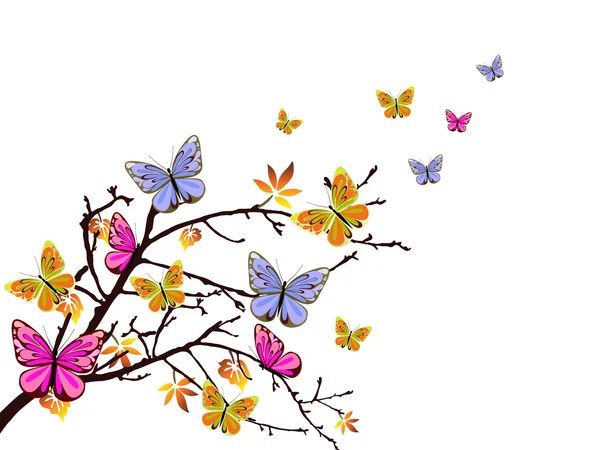 Butterflies branch — Stock Vector