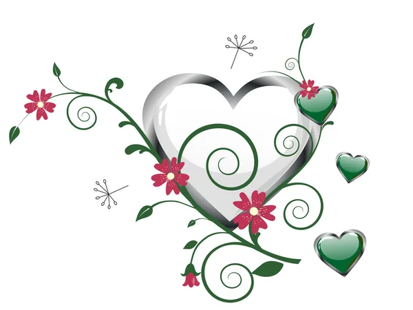 Corazón floral — Archivo Imágenes Vectoriales