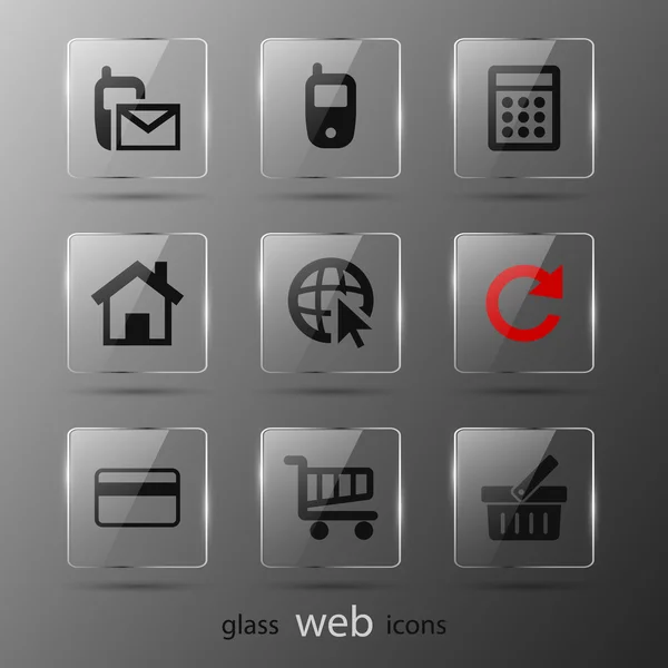 Conjunto de botones web de vidrio . — Vector de stock