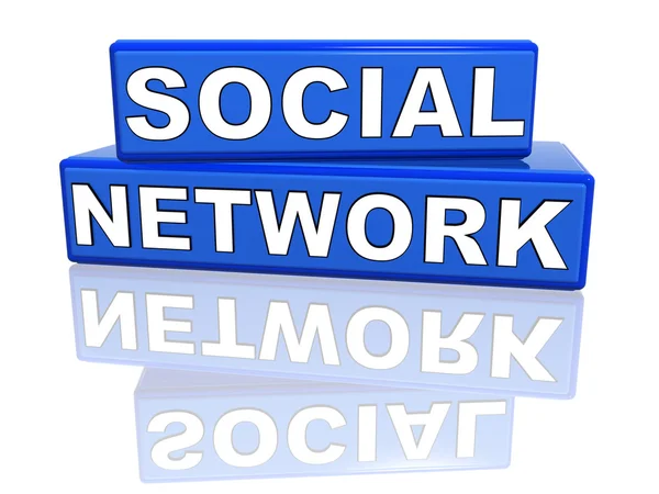 Social network - blue box con riflessione — Foto Stock