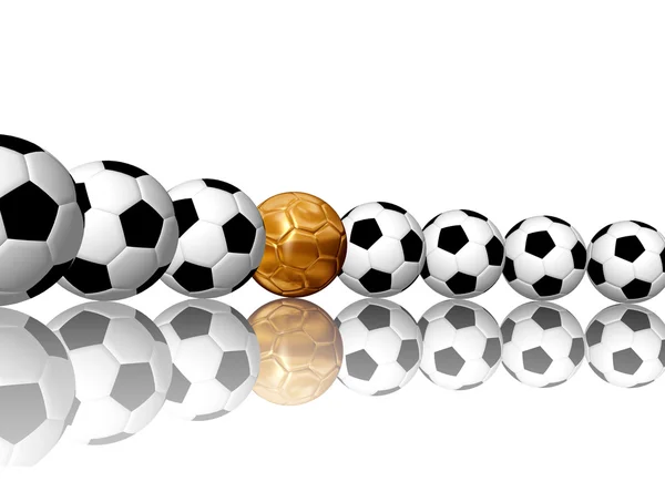Fotbalové míče v řádku — Stock fotografie