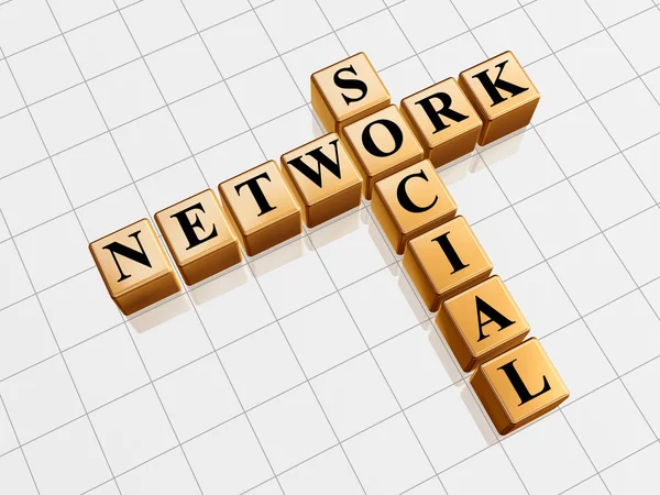 Social network - golden crossword — Stock Photo, Image