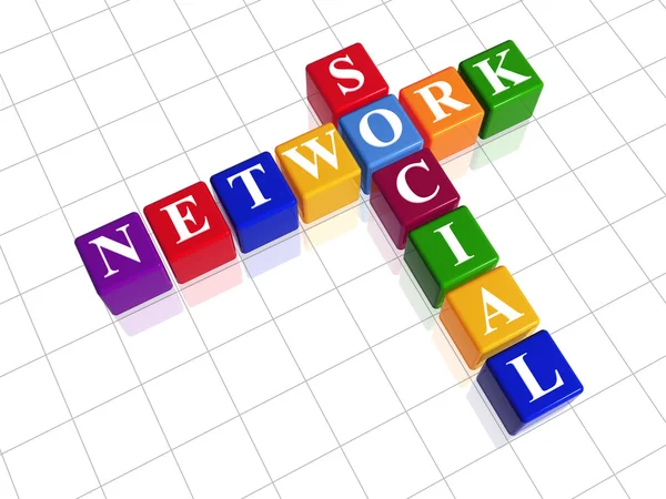 Szociális hálózat - színes keresztrejtvény — Stock Fotó