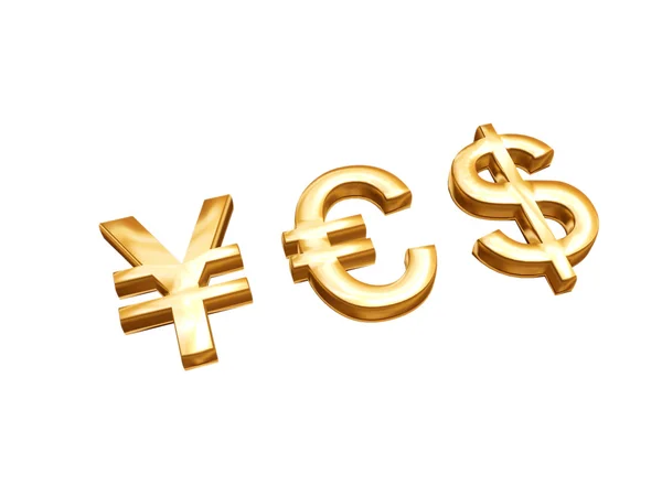 Símbolos de dinheiro dourado — Fotografia de Stock