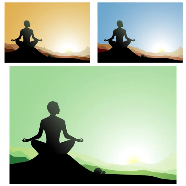 Une figure est assise dans la méditation profonde . — Image vectorielle