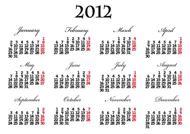 Calendar 2012 clipart