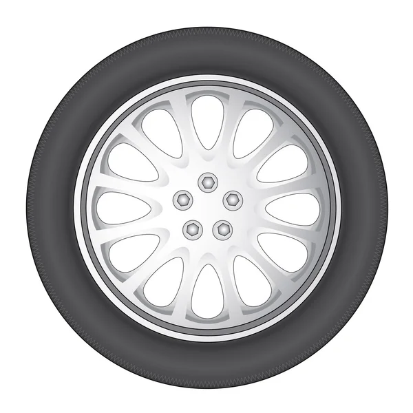 Car wheel on metal a disk — Stock Vector